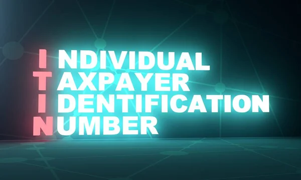 ITIN - Identifikasi Pembayar Pajak Individu Nomor akronim. Neon teks bersinar. Perender 3D — Stok Foto