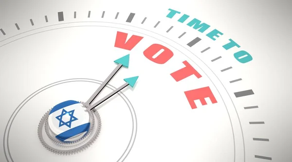 Час голосувати по годиннику. Прапор Ізраїлю. 3D render — стокове фото