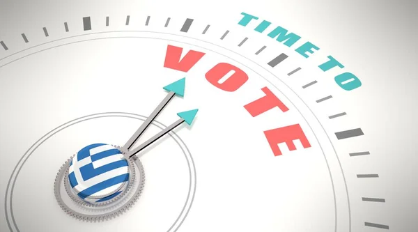 Time to vote words on clock face. Flag of Greece. 3D render — Stock Photo, Image