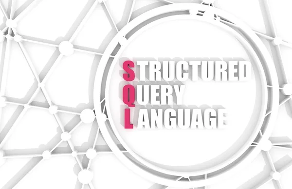 Acroniem SQL - Structured Query Language in circle. 3D-weergave — Stockfoto