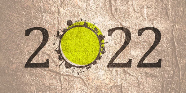 2022 year number with industrial icons around zero digit. — Stock Photo, Image