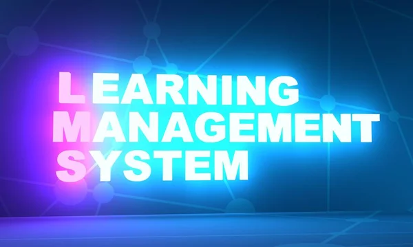 LMS - Akronim Learning Management System. Neon teks bersinar. Perender 3D — Stok Foto