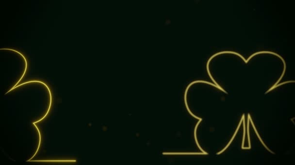 Shamrock dunne lijn stijl silhouet. St. Patricks Dag achtergrond — Stockvideo