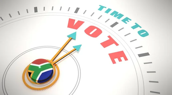 Itt az idő, hogy szavazzunk. Dél-Afrika zászlója. 3D renderelés — Stock Fotó