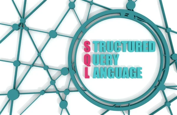 Akronim SQL - Struktur Bahasa Query dalam lingkaran. render 3D — Stok Foto