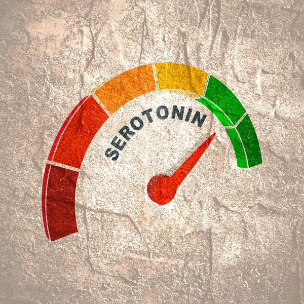 Шкала рівня серотоніну гормонів. Концепція медицини та фармації — стокове фото