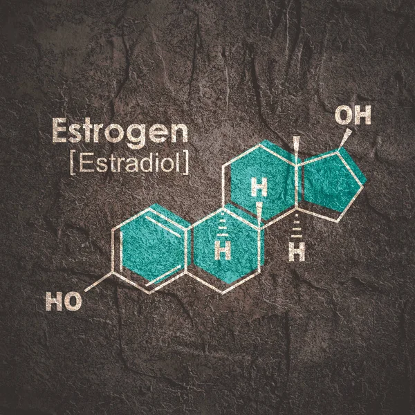 Wzór chemiczny estrogenu ludzkiego hormonu. — Zdjęcie stockowe