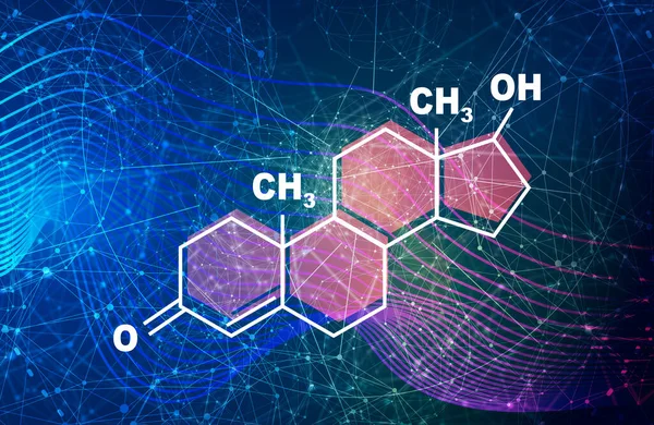 Chemische moleculaire formule van humaan hormoon testosteron. — Stockfoto