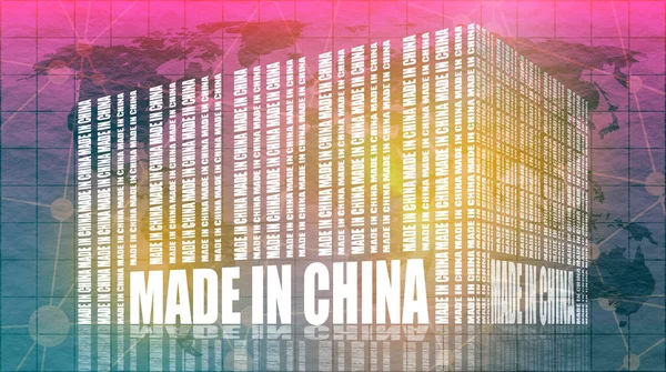 中国のテキストと世界地図で作られたバーコード — ストック写真
