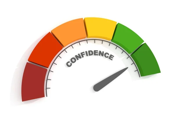 Confidence level scale with arrow. 3D render — Stock Photo, Image