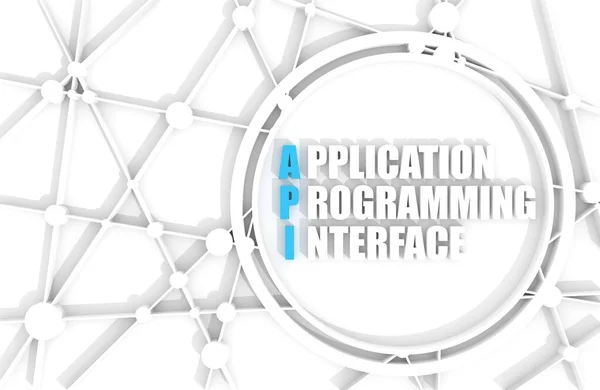 Acroniem API - Application Programming Interface in cirkel. 3D-weergave — Stockfoto