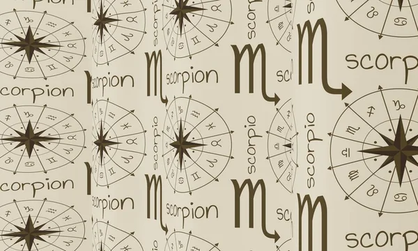 Faliste tło z ikoną symbolu zodiaku Skorpiona. Renderowanie 3D — Zdjęcie stockowe