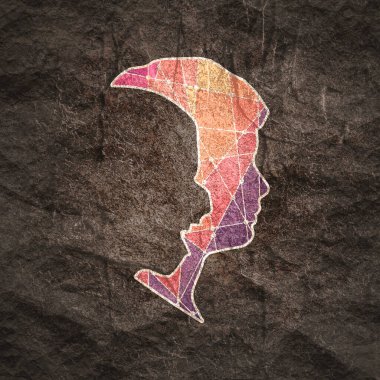 İnsan yüzü yan görünüş silueti ve alt benlik