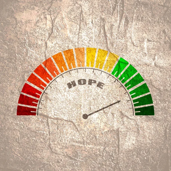 Esperança dispositivo de medição com seta e escala. — Fotografia de Stock