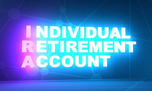 IRA - Individueel afschrift van de pensioenrekening. Neon glans sms. 3D Render — Stockfoto