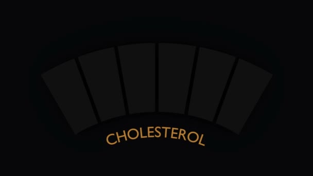 Cholesterol metr neonový lesk stupnice od červené do zelené. — Stock video