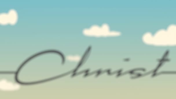 Christ name in thin lines style. Animated cloudscape — Stock Video