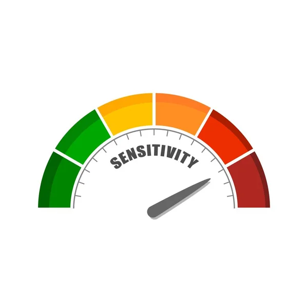 Gevoeligheidsmeter met pijl en schaal. — Stockvector