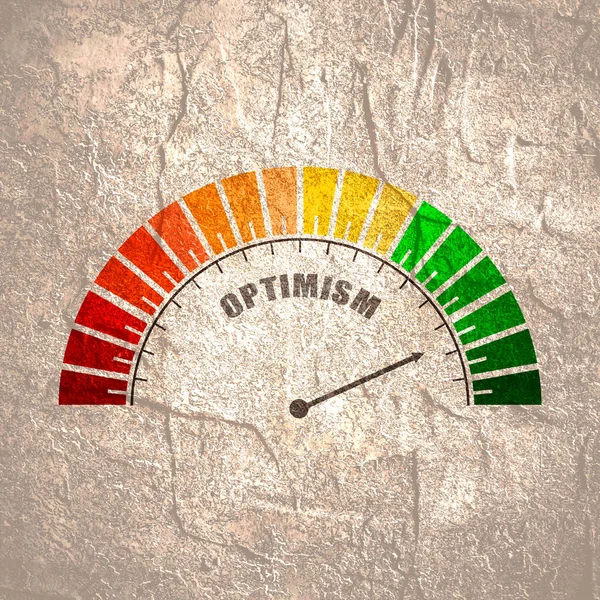 Dispositivo de medición de optimismo con flecha y escala. —  Fotos de Stock