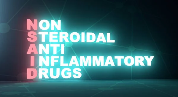 NSAID - nonsteroidal anti-inflammatory drug acronym. Neon shine text. 3D Render — Stock Photo, Image