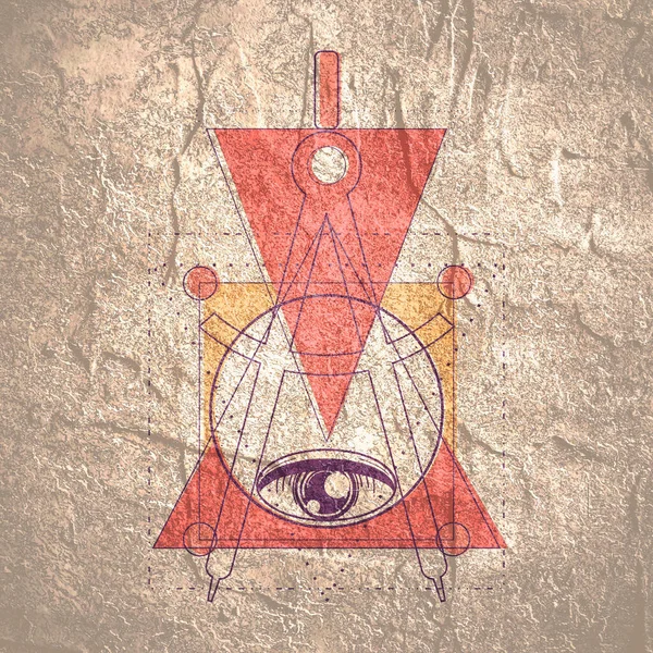 神話のヴィンテージゴシック幾何学細い線のシンボル — ストック写真