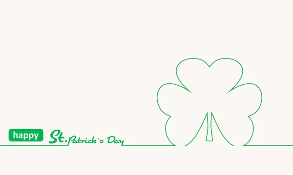 St. Patricks Day gratulationskort mall. Shamrock tunn linje stil siluett med text — Stock vektor