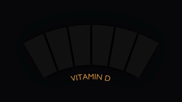 Vitamin D nivå abstrakt skala. Mätning av livsmedelsvärde. 3D-återgivning — Stockvideo