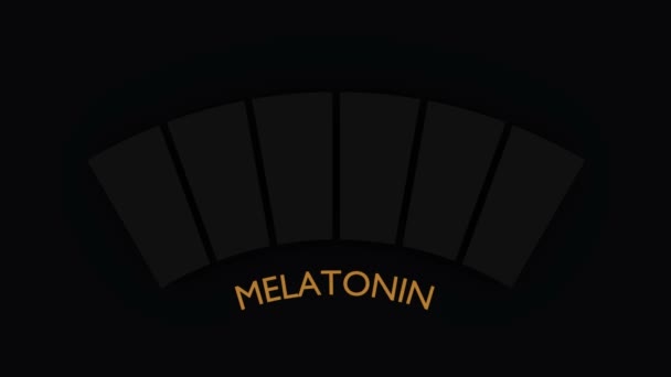 Рівень гормону мелатоніну. 3D абстрактна шкала вимірювання неонового блиску — стокове відео