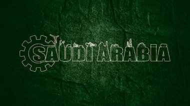 Enerji ve güç sanayi ikonlarına ve Suudi Arabistan ülke adına sahip teçhizat.