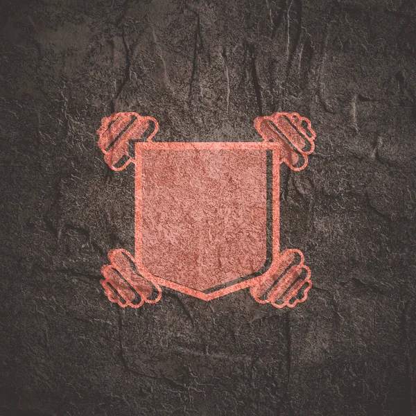 Эмблема клуба бодибилдинга со щитом и гантелями — стоковое фото