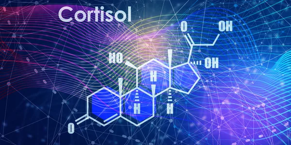 化学分子式激素皮质醇 Infographics说明 — 图库照片#