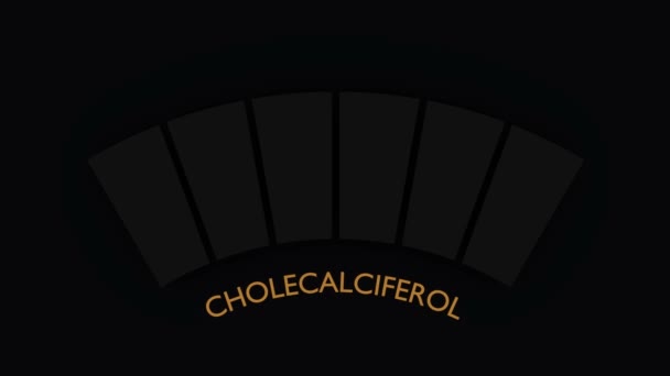 Η βιταμίνη D cholecalciferol επίπεδο αφηρημένη κλίμακα. Μέτρηση αξίας τροφίμων. 3D απόδοση — Αρχείο Βίντεο
