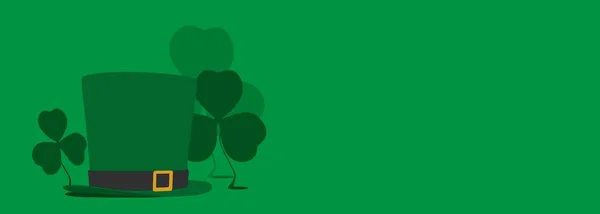 Modèle de carte de voeux de la Saint-Patricks Day. Chapeau haut de forme Shamrock et leprechaun vert. — Photo