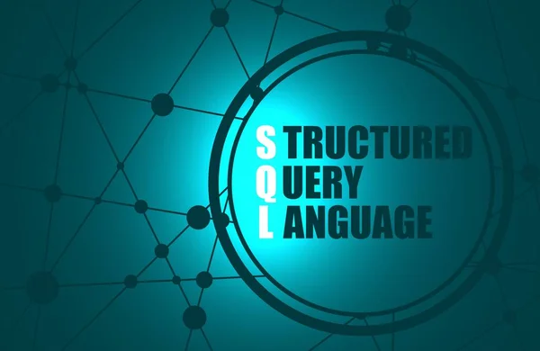 Acroniem SQL - Structured Query Language in circle. 3D-weergave — Stockfoto