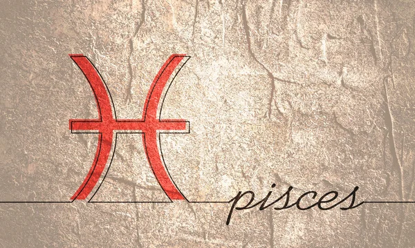 Poisson icône symbole du zodiaque dans le style de ligne mince — Photo