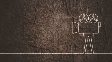 Retro sinema kutsal kişilerin resmi içinde ince çizgi stili.