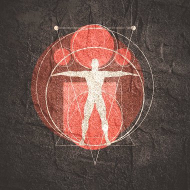 Mistik klasik gotik geometri sembolü ile insan silueti