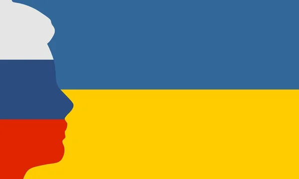 Образ политических и экономических отношений между Украиной и Россией. Государственные флаги — стоковый вектор