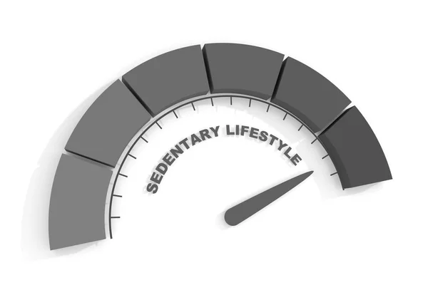 Sedentär livsstilsmätning. Skala med pil. 3D-återgivning — Stockfoto