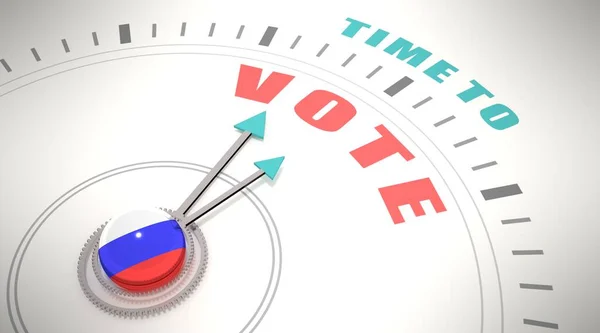 Tijd om te stemmen over de klok. De vlag van Rusland. 3D-weergave — Stockfoto