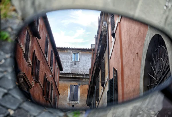 Italian architecture reflected in a mirror Stock Photo