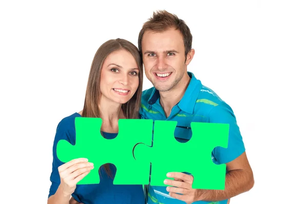 Couple matching to each other concept with puzzle — Stock Photo, Image