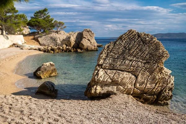 Beautiful View Empty Brela Rocky Beach Makarska Riviera Dalmatia Region — Stock Photo, Image