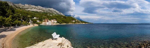 Beautiful Panoramic View Brela Coastline Dalmatia Croatia High Mountains Biokowo — 스톡 사진