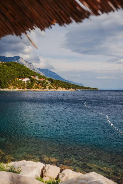 Hermosa Vista Costa Brela Makarska Riviera Región Dalmacia Croacia Costa — Foto de Stock