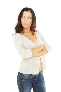 Woman thinking and looking up