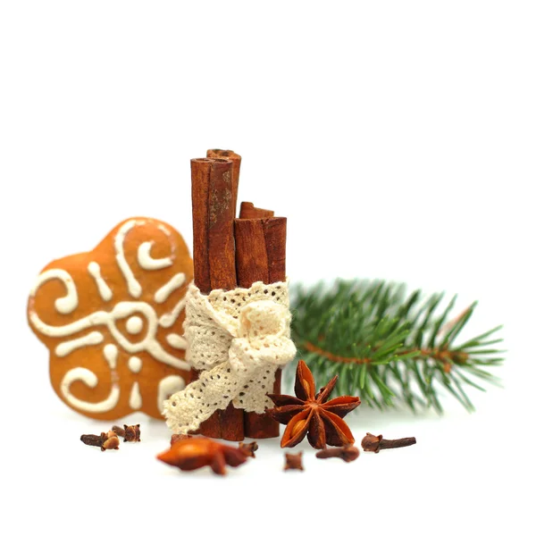 Anise star, cinnamon and Christmas cookies — Stock Photo, Image