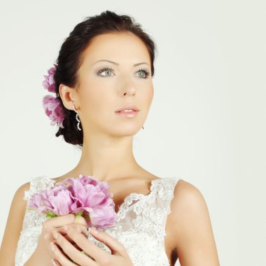 güzel bir kadınla makyaj ve akşam saç, güzellik moda