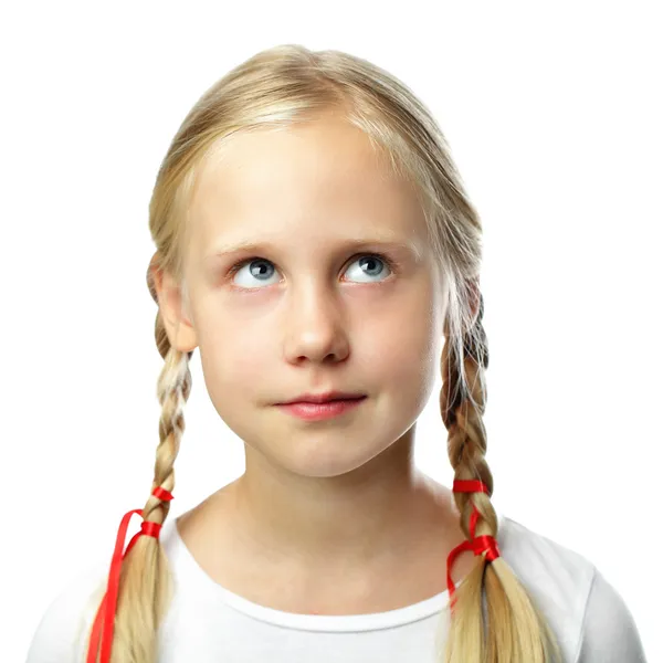 Cute small girl looking up — Stock Photo, Image