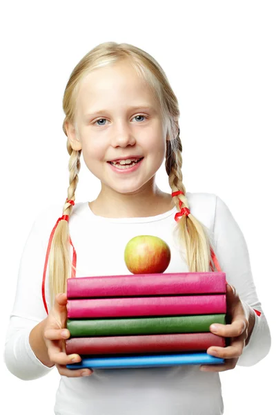 戻って学校へ。幸せな瞳孔 - 笑顔の女の子 — ストック写真